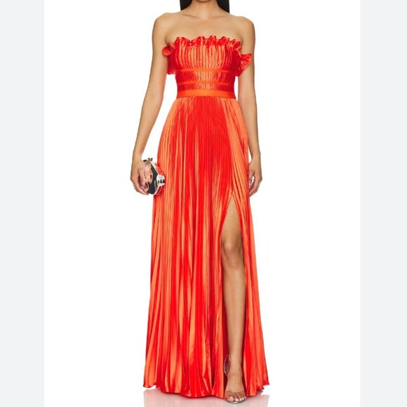 NWT AMUR Losey Ruffle Neck Gown in Sun Coral size 2 - Picture 1 of 7